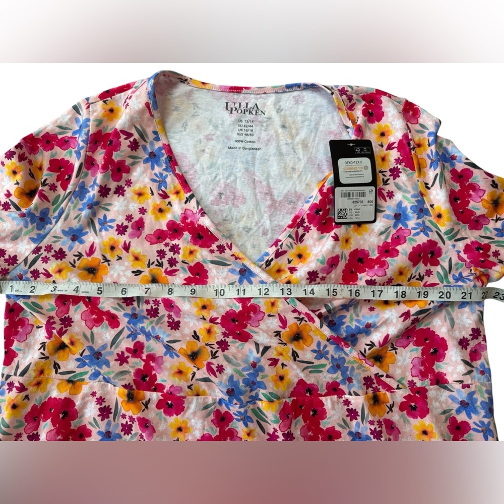 NWT‎ Ulla Popken US 12/14 EU 42/44 Spring Floral Short Sleeve Blouse 100% Cotton - Picture 3 of 5